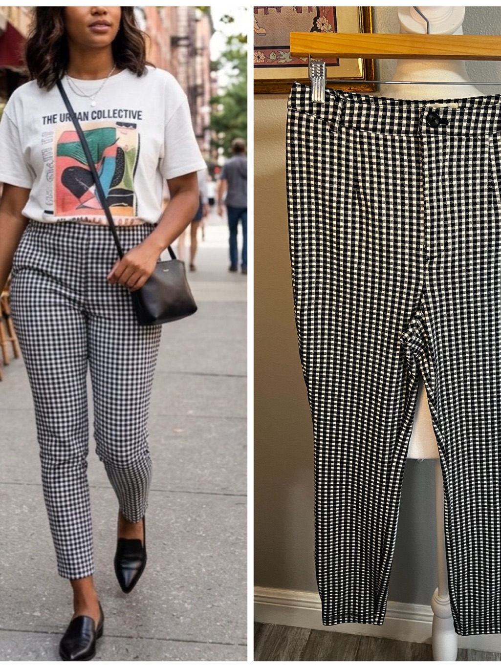 Anthropologie Black & White Gingham Ankle Crop Pants By Maeve Nwt
